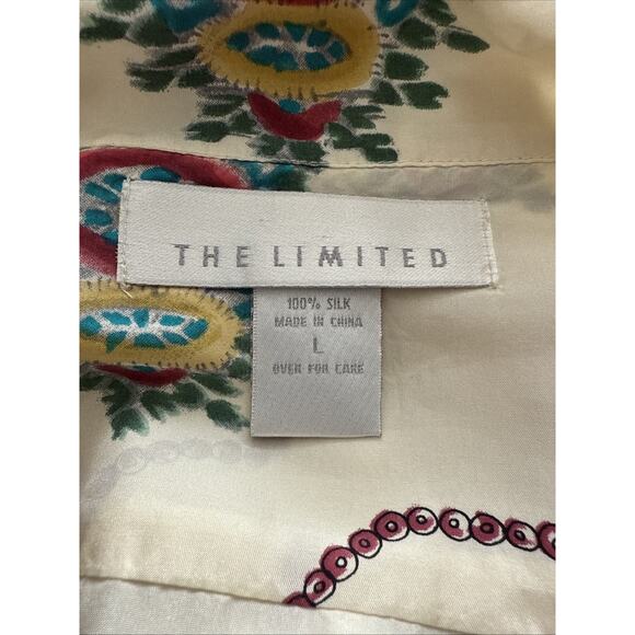 The Limited Top Womens Large Cream Silk Blouse Music Holiday Xmas Vintage Y2K - Picture 8 of 9